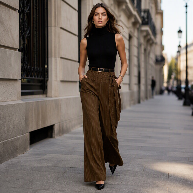 Women's Casual Striped Wide-Leg Pants