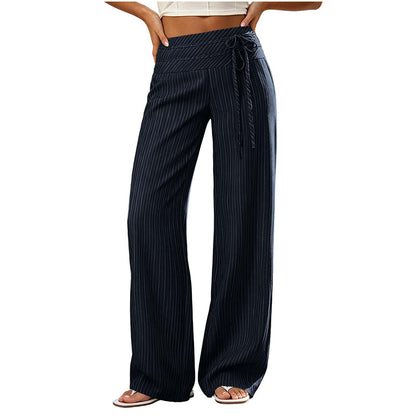 Women's Casual Striped Wide-Leg Pants