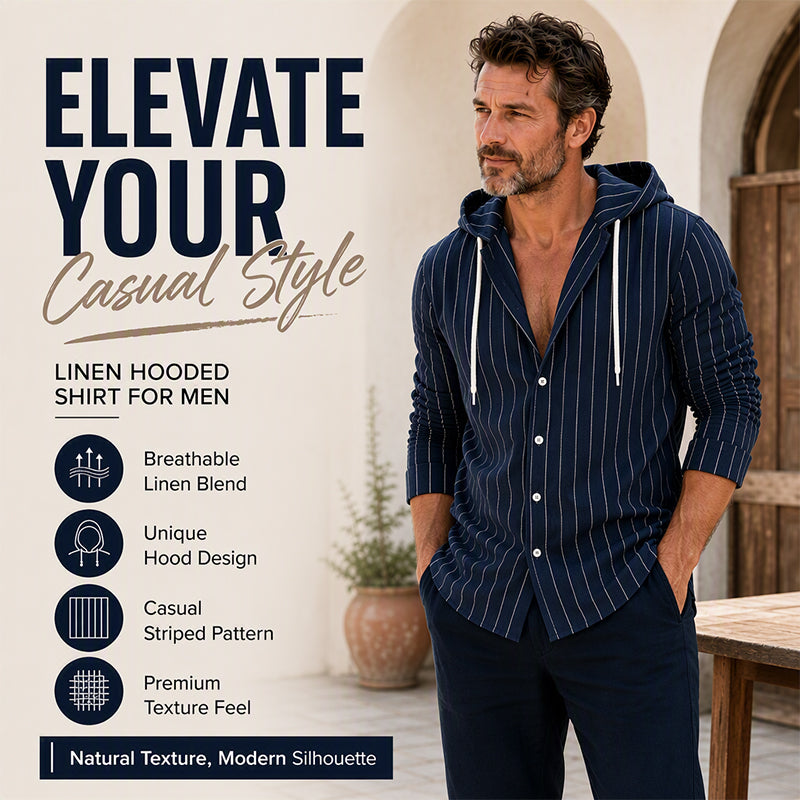 Men's Striped Long Sleeve Hooded Shirt