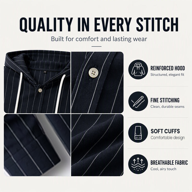 Men's Striped Long Sleeve Hooded Shirt