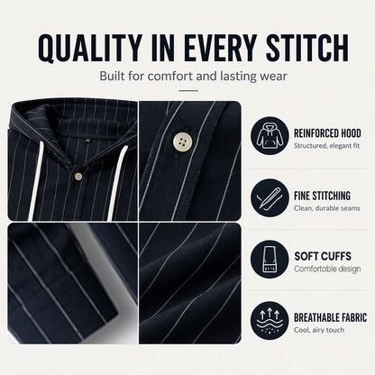 Men's Striped Long Sleeve Hooded Shirt
