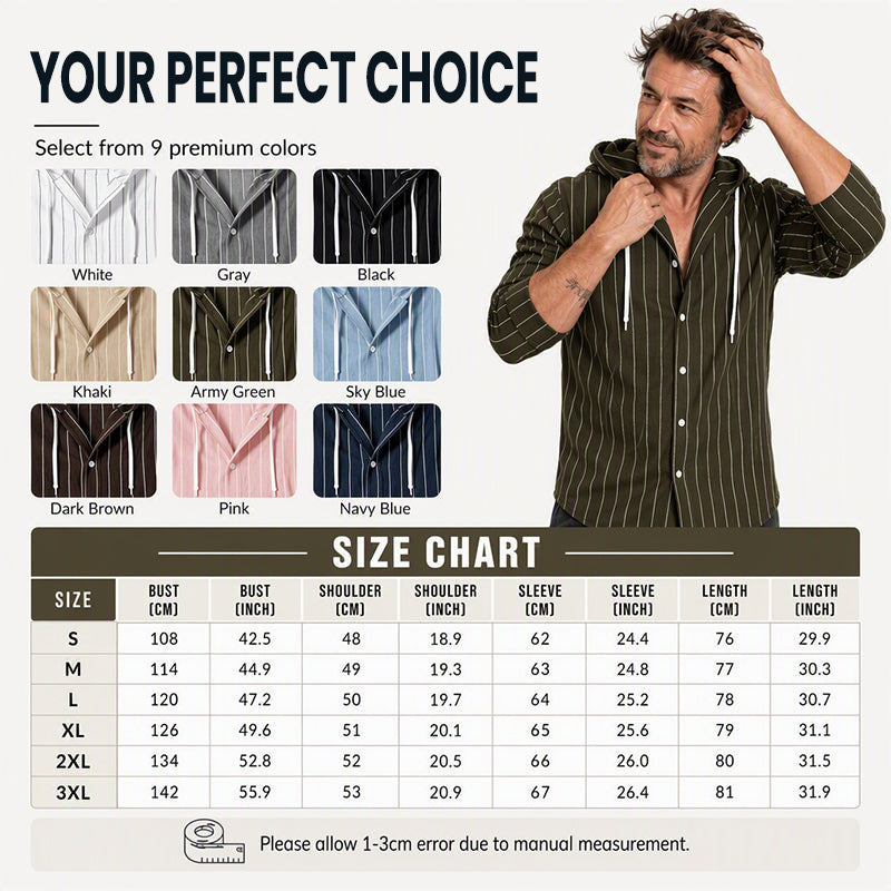 Men's Striped Long Sleeve Hooded Shirt