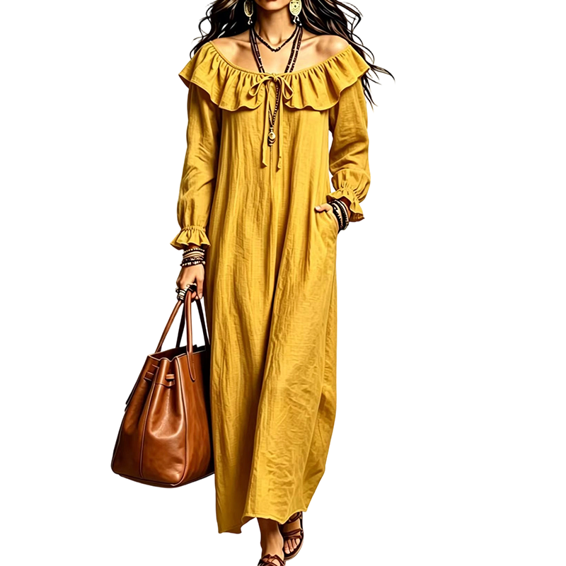 Women's Casual Off-Shoulder Maxi Dress