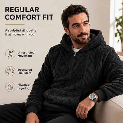 Men's Plush Diamond Cable Knit Textured Hoodie