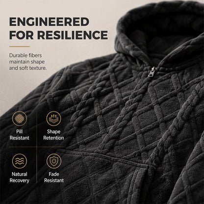 Men's Plush Diamond Cable Knit Textured Hoodie