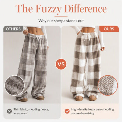 Women's Plush Plaid Wide-Leg Pants