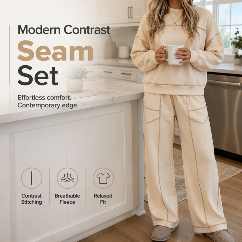 Women's Pullover Sweatshirt & Wide-Leg Pants Set