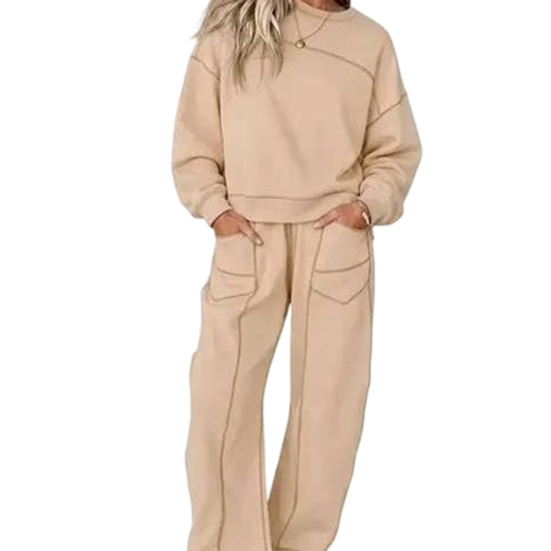 Women's Pullover Sweatshirt & Wide-Leg Pants Set