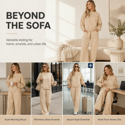 Women's Pullover Sweatshirt & Wide-Leg Pants Set