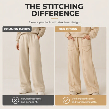 Women's Pullover Sweatshirt & Wide-Leg Pants Set