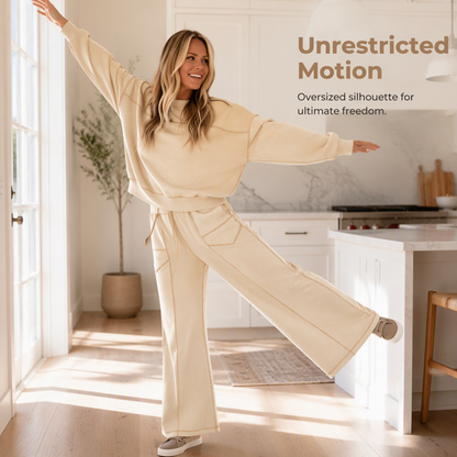 Women's Pullover Sweatshirt & Wide-Leg Pants Set