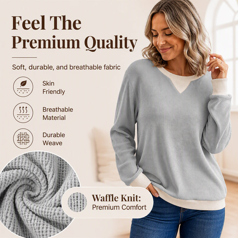 Women's Waffle Knit Long Sleeve Top
