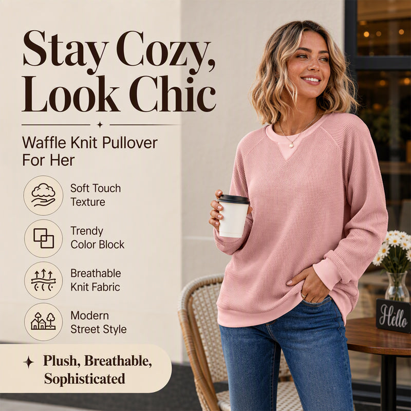 Women's Waffle Knit Long Sleeve Top