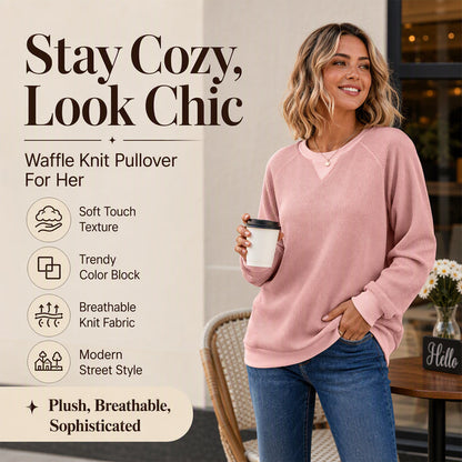 Women's Waffle Knit Long Sleeve Top