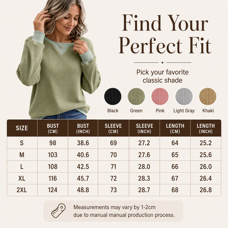 Women's Waffle Knit Long Sleeve Top