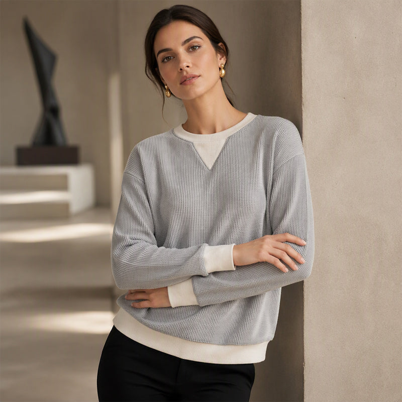 Women's Waffle Knit Long Sleeve Top