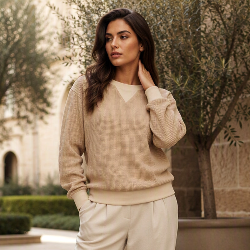 Women's Waffle Knit Long Sleeve Top
