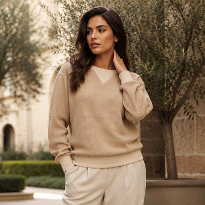 Women's Waffle Knit Long Sleeve Top