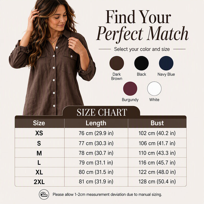 Women's Cotton Linen Long Sleeve Shirt Dress