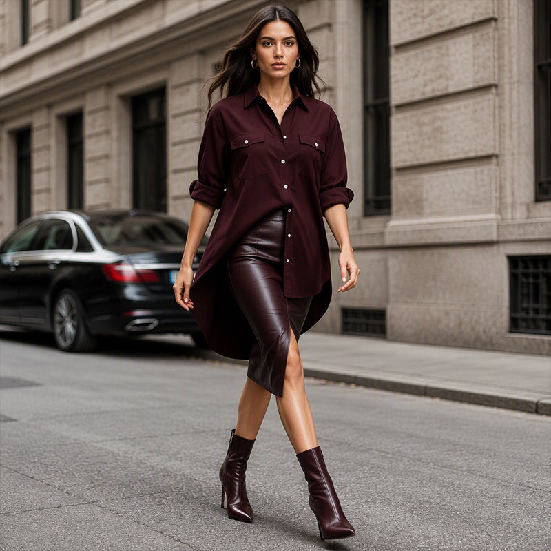 Women's Cotton Linen Long Sleeve Shirt Dress