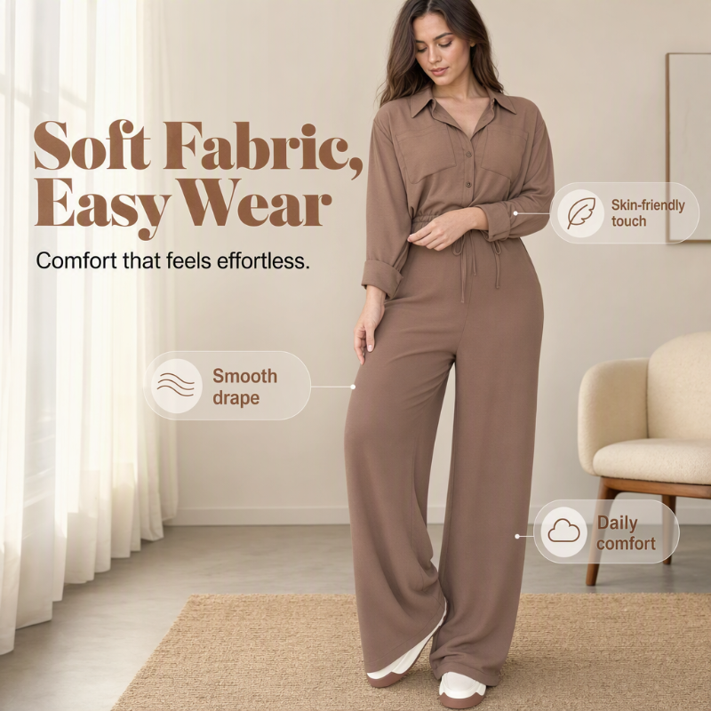 Women's Waist-Defining Shirt Jumpsuit