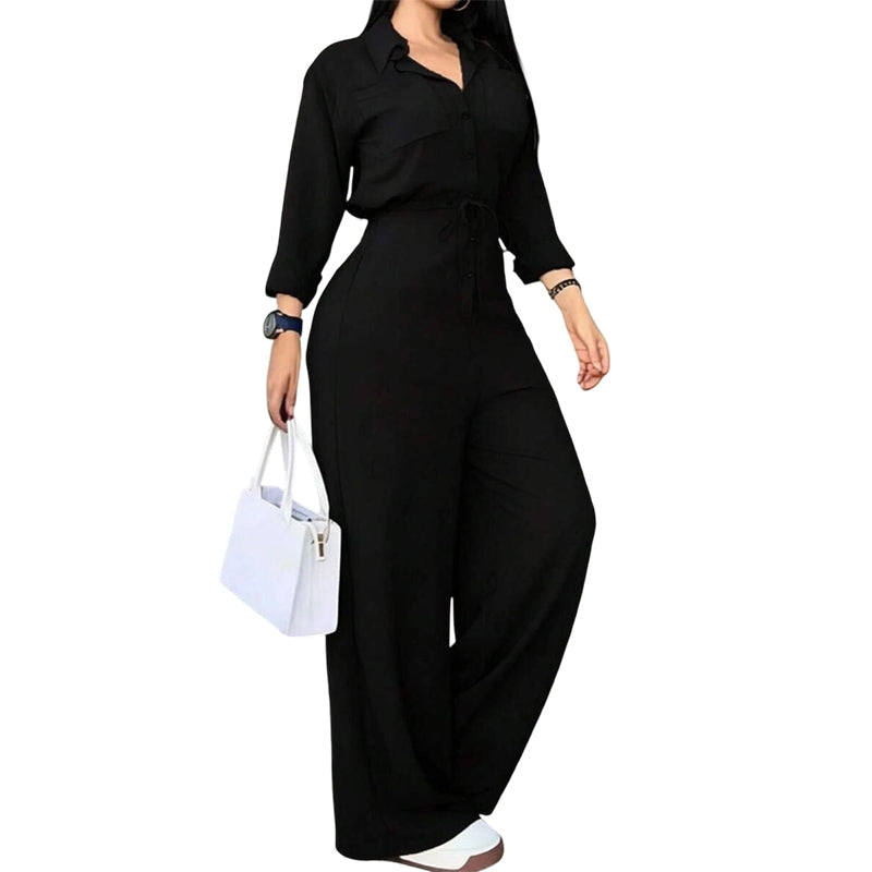 Women's Waist-Defining Shirt Jumpsuit