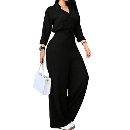 Women's Waist-Defining Shirt Jumpsuit