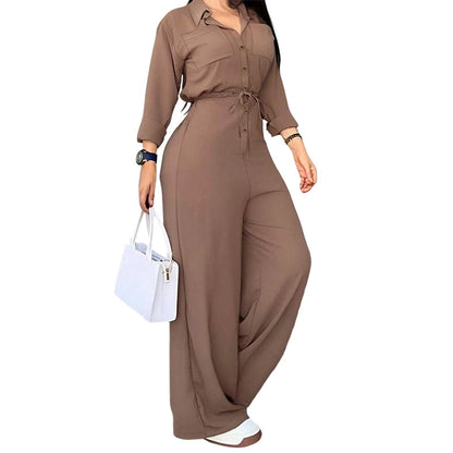 Women's Waist-Defining Shirt Jumpsuit