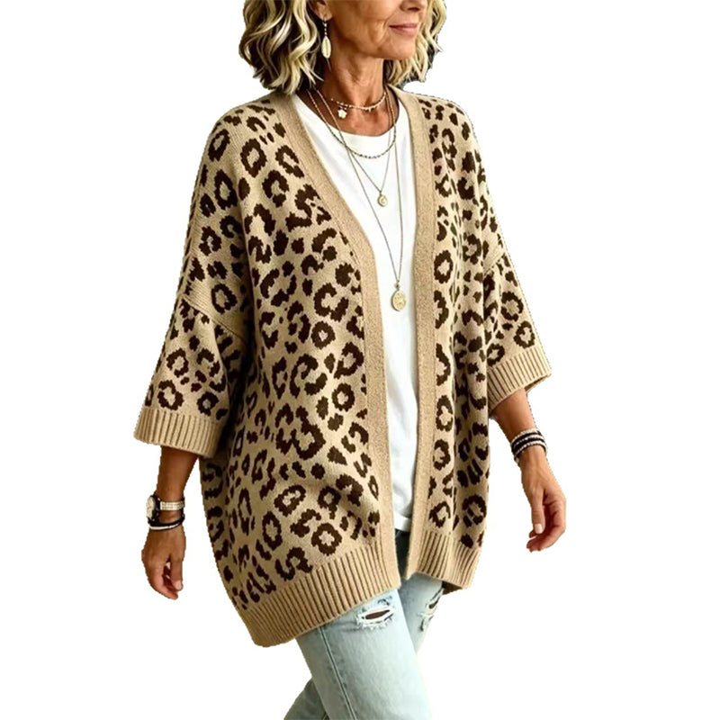 Women's Chic Leopard Print Knit Cardigan