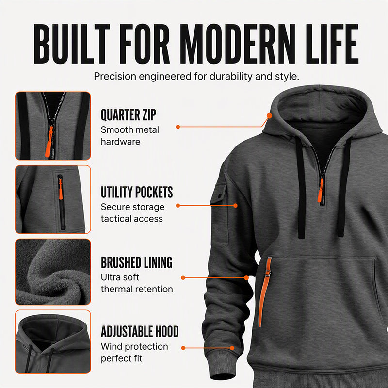 Men's Casual Sports Hoodie with Quarter Zip