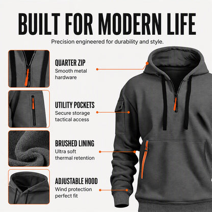 Men's Casual Sports Hoodie with Quarter Zip