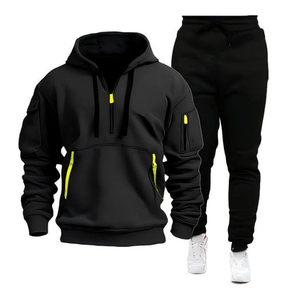 Men's Casual Sports Hoodie with Quarter Zip
