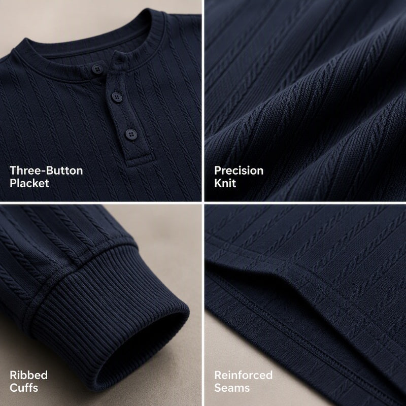 Men's Casual Henley Long Sleeve Shirt