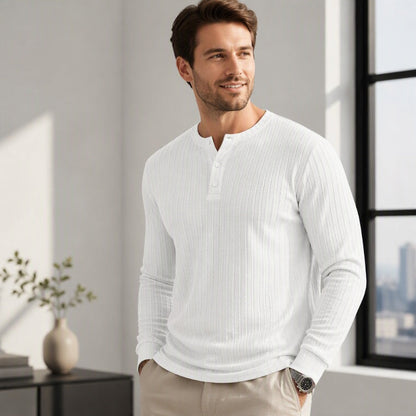 Men's Casual Henley Long Sleeve Shirt