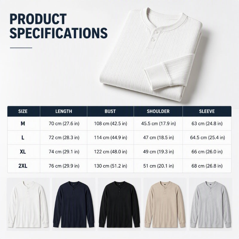 Men's Casual Henley Long Sleeve Shirt