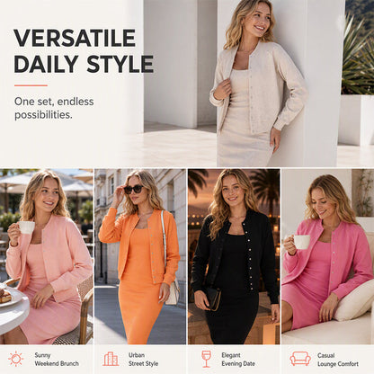 Women's Elegant Camisole Dress & Cropped Jacket Set