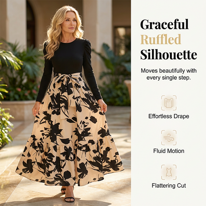 Floral Long Sleeve A-Line Maxi Dress for Women
