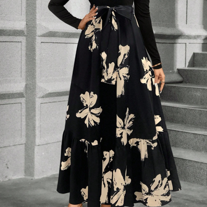 Floral Long Sleeve A-Line Maxi Dress for Women