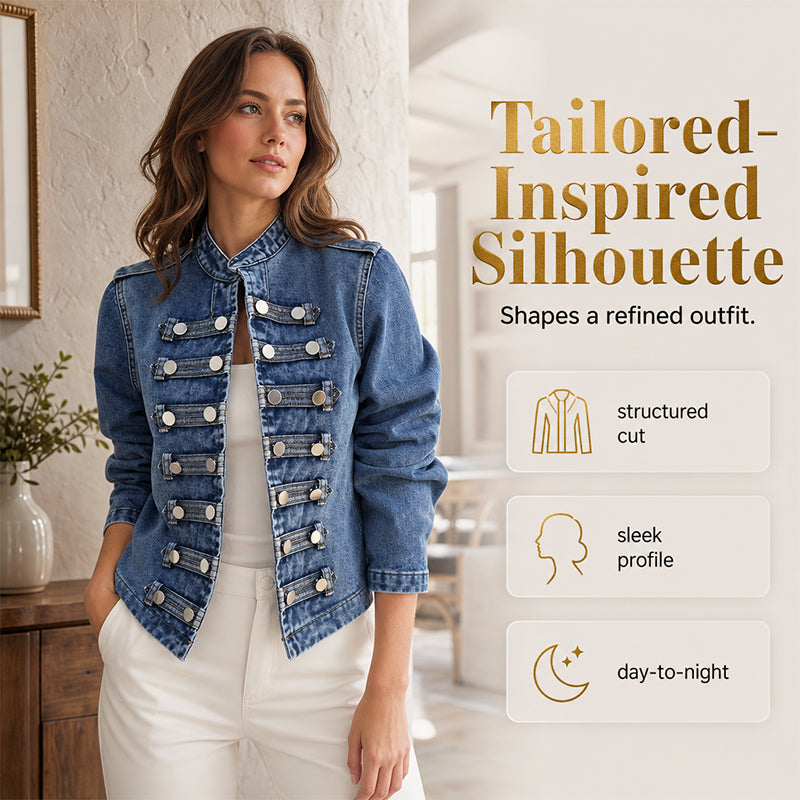 Women's Vintage Symmetrical Button Denim Jacket