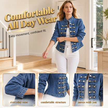 Women's Vintage Symmetrical Button Denim Jacket