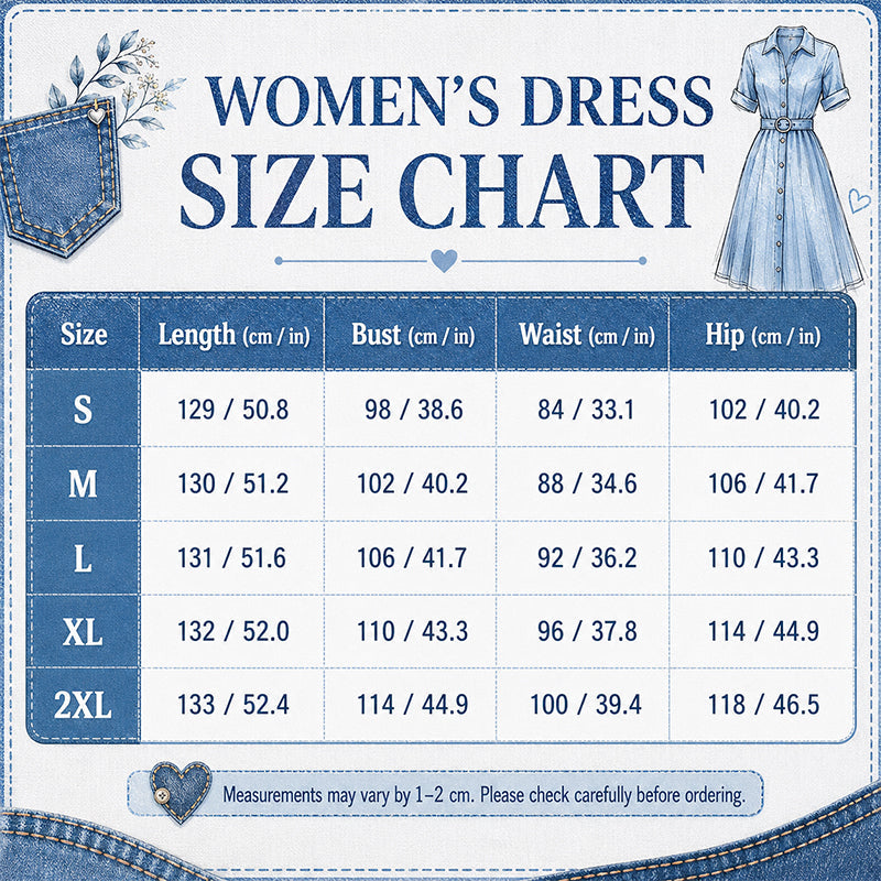 Women's Casual Loose Denim Shirt Dress