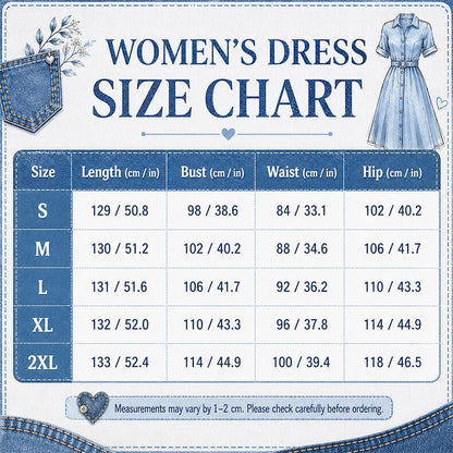 Women's Casual Loose Denim Shirt Dress