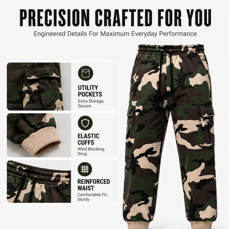 Men's Camouflage Drawstring Athletic Cargo Pants