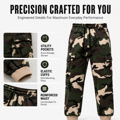 Men's Camouflage Drawstring Athletic Cargo Pants