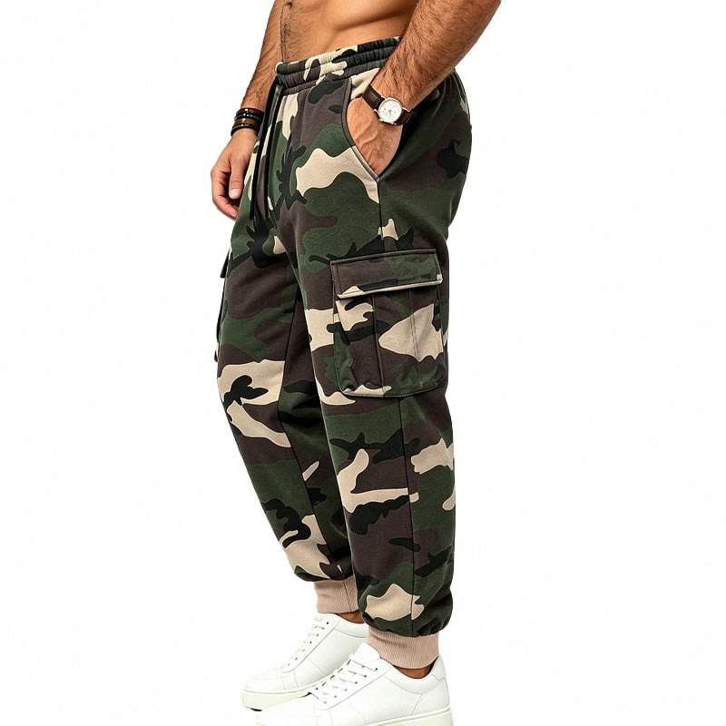 Men's Camouflage Drawstring Athletic Cargo Pants