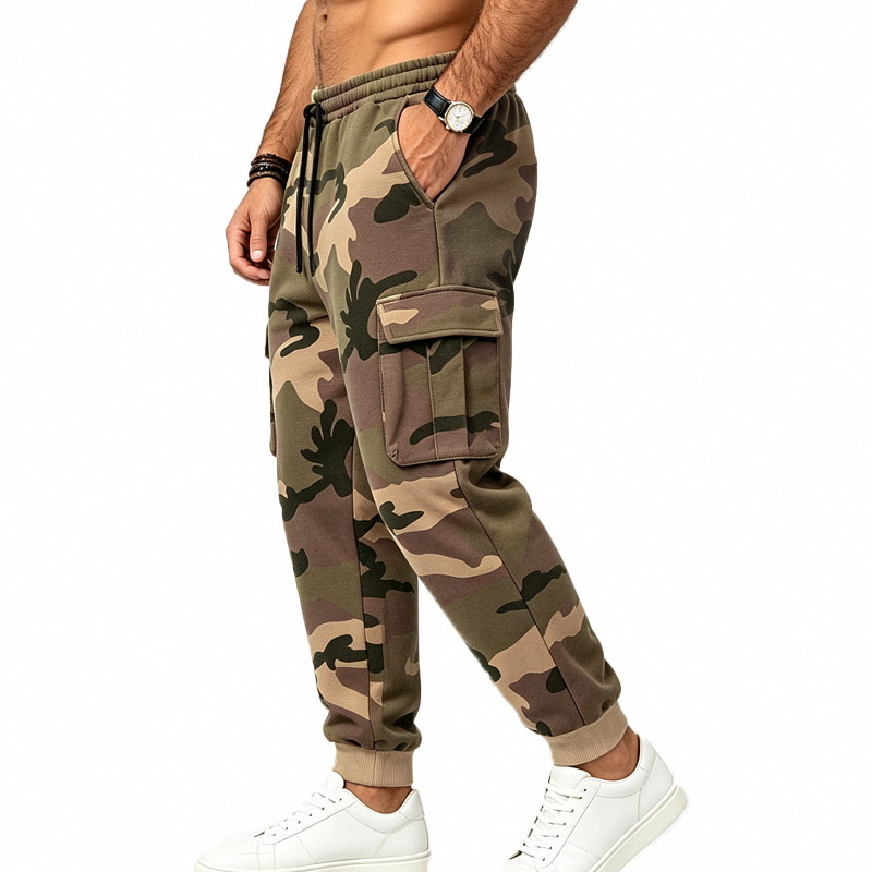 Men's Camouflage Drawstring Athletic Cargo Pants