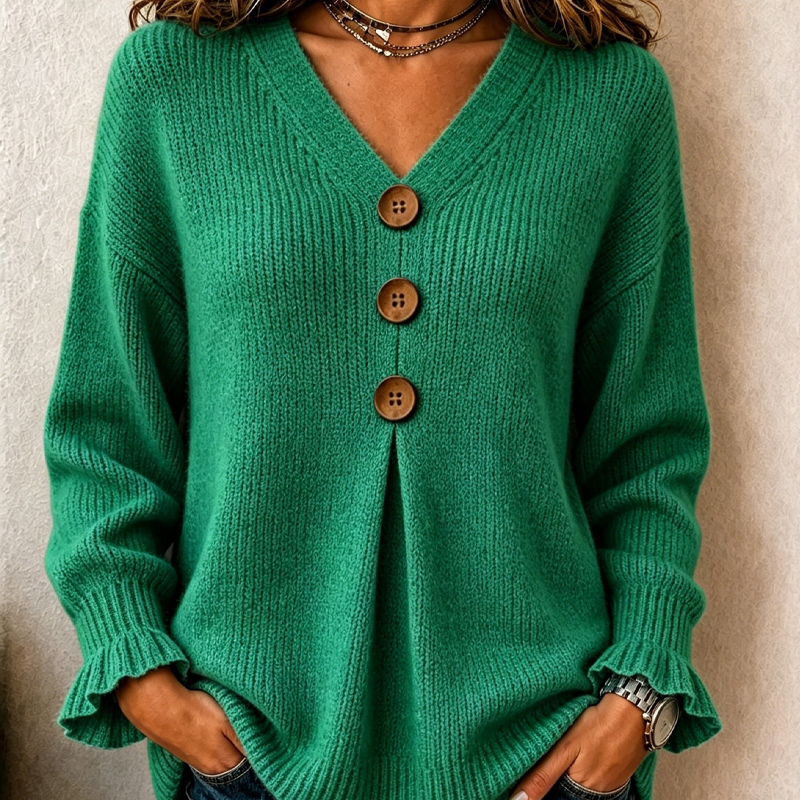 Women's V Neck Knit Sweater
