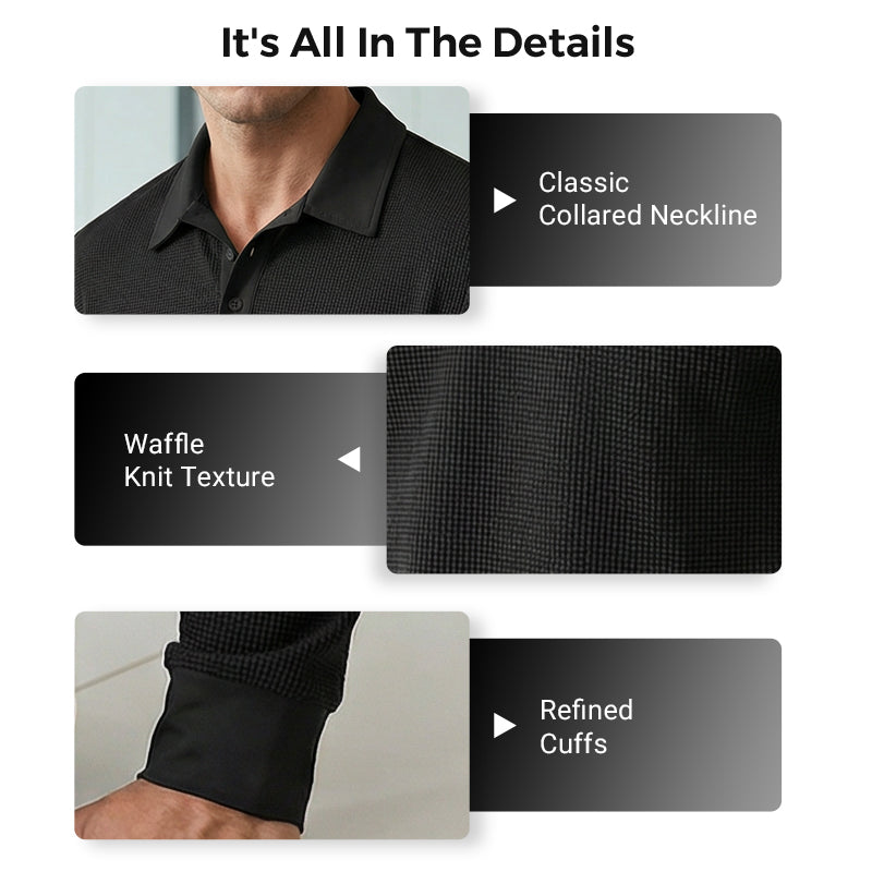 Men's Breathable Waffle Texture Collared Top