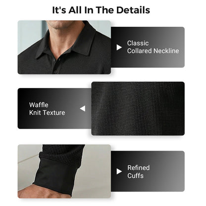 Men's Breathable Waffle Texture Collared Top