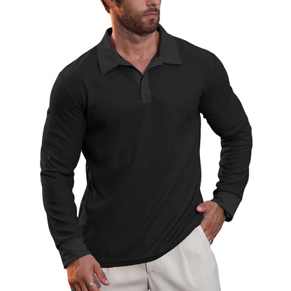Men's Breathable Waffle Texture Collared Top